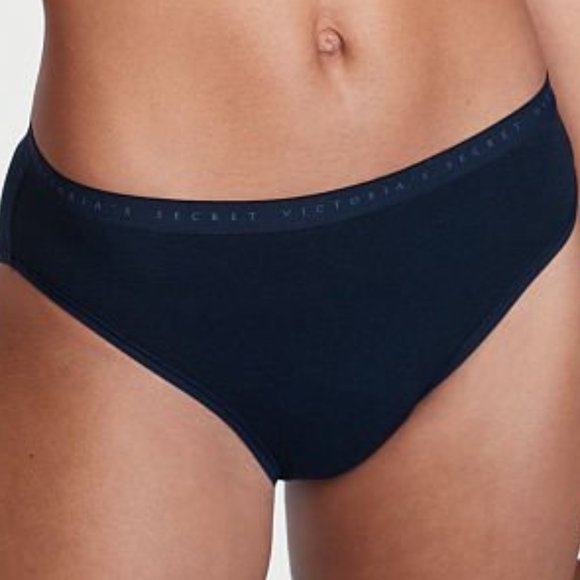 VS High-Leg Brief Stretch Cotton Noir Navy Blue Panty NWT - Picture 6 of 9